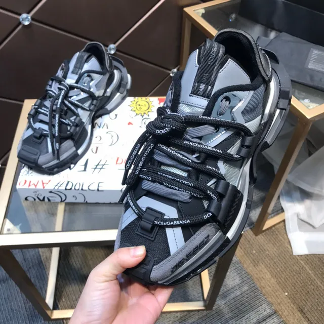 Dolce & Gabbana NS1 Cinza Preto Sandália-Sneaker Híbrida Construção Multi-Alça Tênis Chunky 4