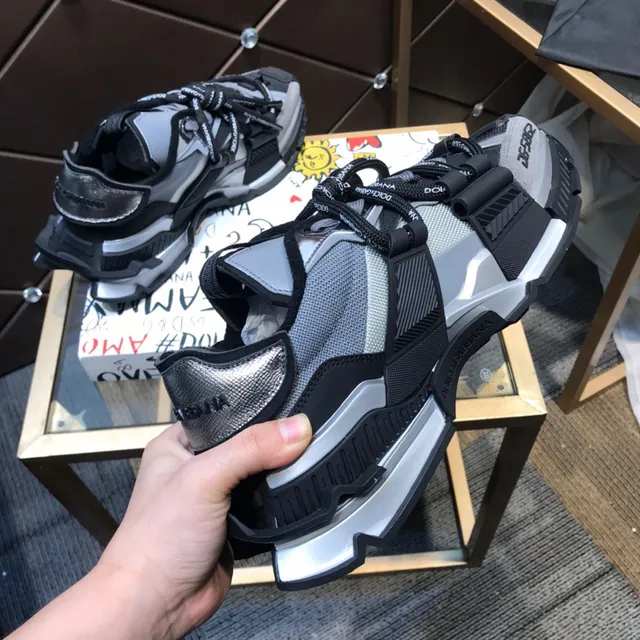 Dolce & Gabbana NS1 Cinza Preto Sandália-Sneaker Híbrida Construção Multi-Alça Tênis Chunky 6