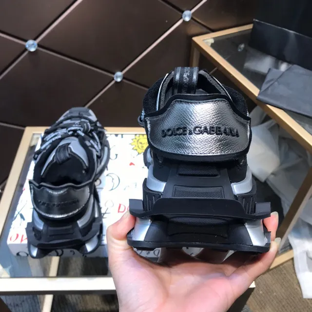 Dolce & Gabbana NS1 Cinza Preto Sandália-Sneaker Híbrida Construção Multi-Alça Tênis Chunky 7