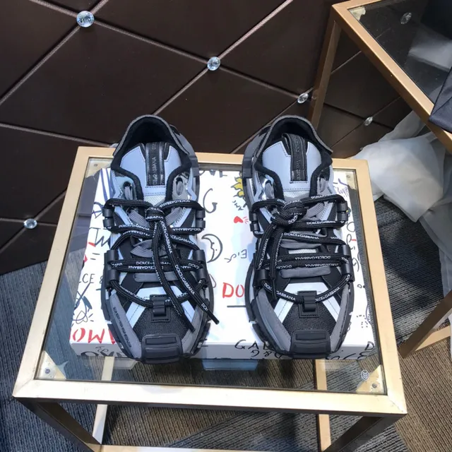 Dolce & Gabbana NS1 Cinza Preto Sandália-Sneaker Híbrida Construção Multi-Alça Tênis Chunky 9