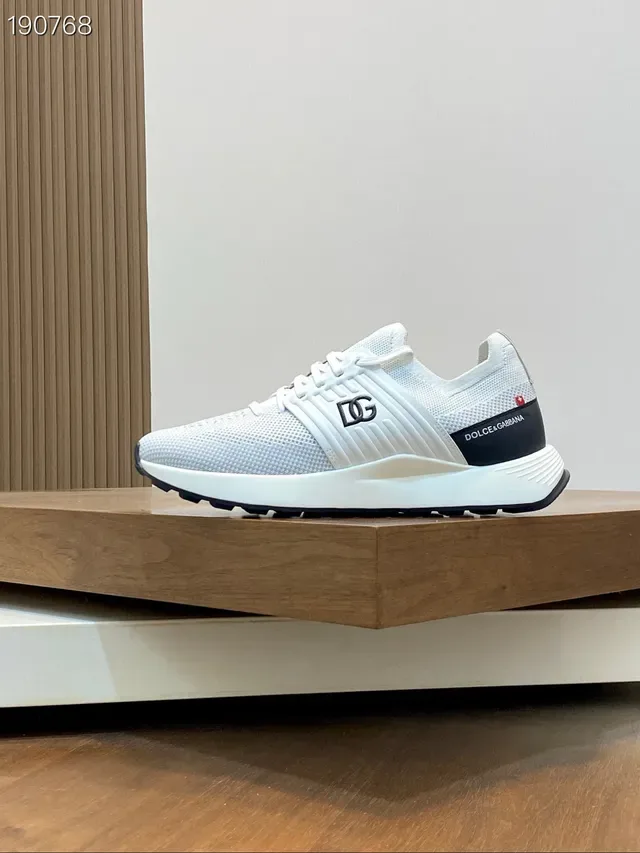 Dolce & Gabbana Zapatillas de Estilo de Vida Blancos y Negros con Malla de Tejido Superior y Paneles Laterales Acanalados 8