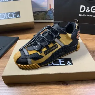 Dolce & Gabbana Yellow Black Multi-Panel Construction Branded Laces Lifestyle Sneakers