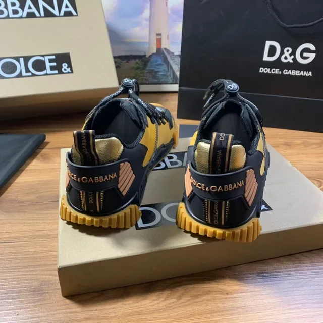 Dolce & Gabbana Jaune Noir Construction Multi-Panneaux Lacets Marqués Chaussures Lifestyle 3
