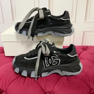 Dolce & Gabbana B23 黑色蕾丝网面厚底运动鞋