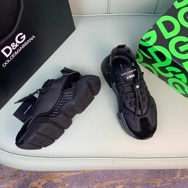 Dolce & Gabbana Sneakers Chunky Noires Oversize avec Semelle Sculptée et Upper en Cuir et Daim 5