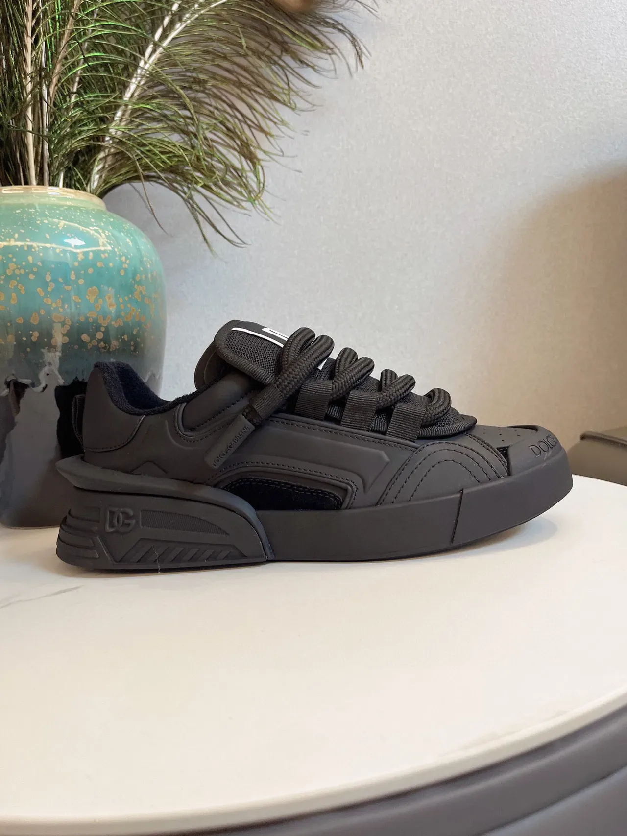 Dolce & Gabbana Sneakers Chunky Semelle Sculptée Noir Blanc Monochrome 2