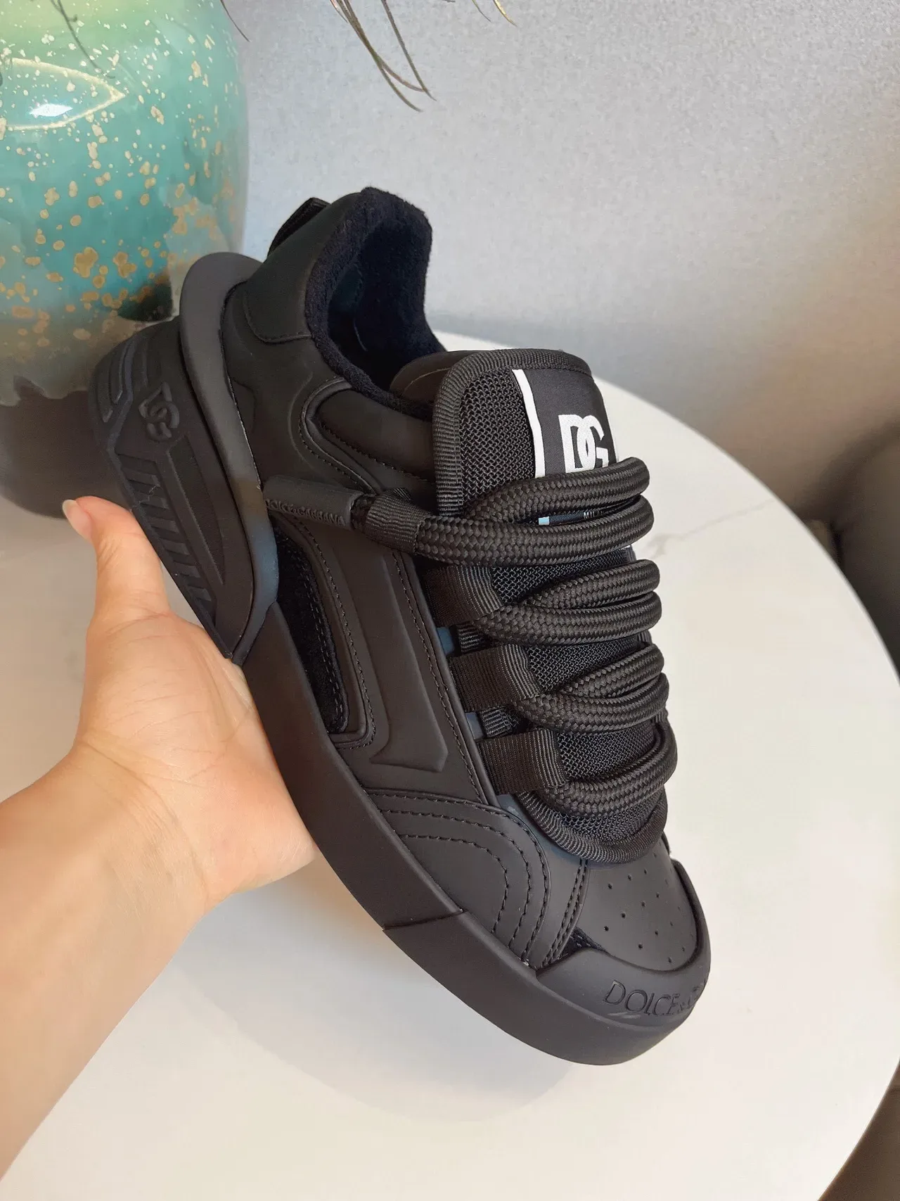 Dolce & Gabbana Sneakers Chunky Semelle Sculptée Noir Blanc Monochrome 3