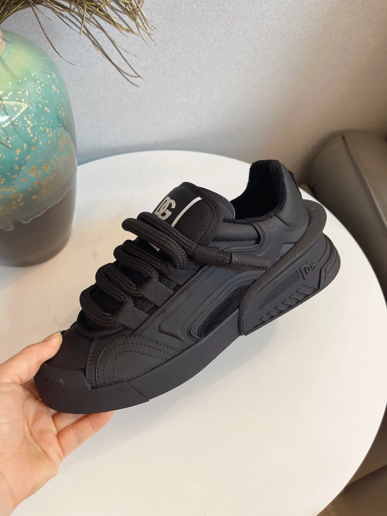 Dolce & Gabbana Sneakers Chunky Semelle Sculptée Noir Blanc Monochrome 5