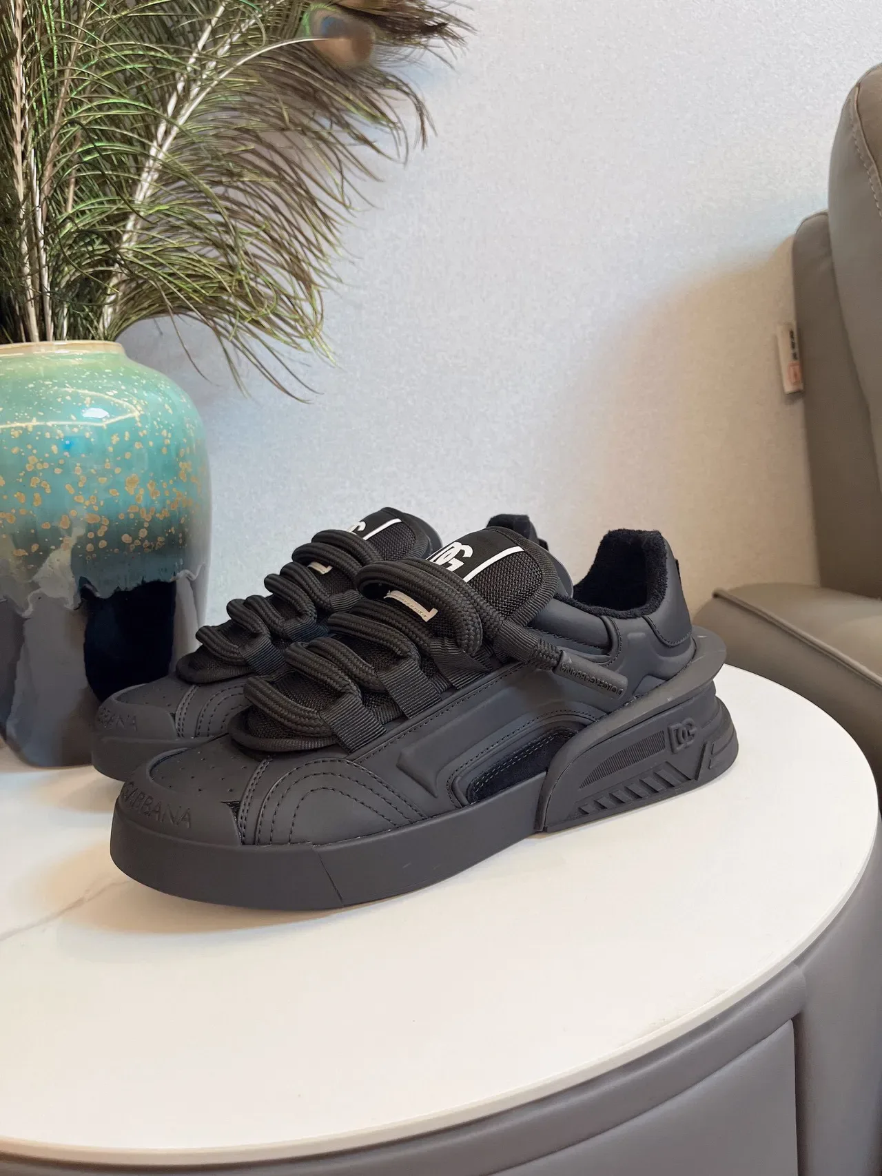 Dolce & Gabbana Sneakers Chunky Semelle Sculptée Noir Blanc Monochrome 6