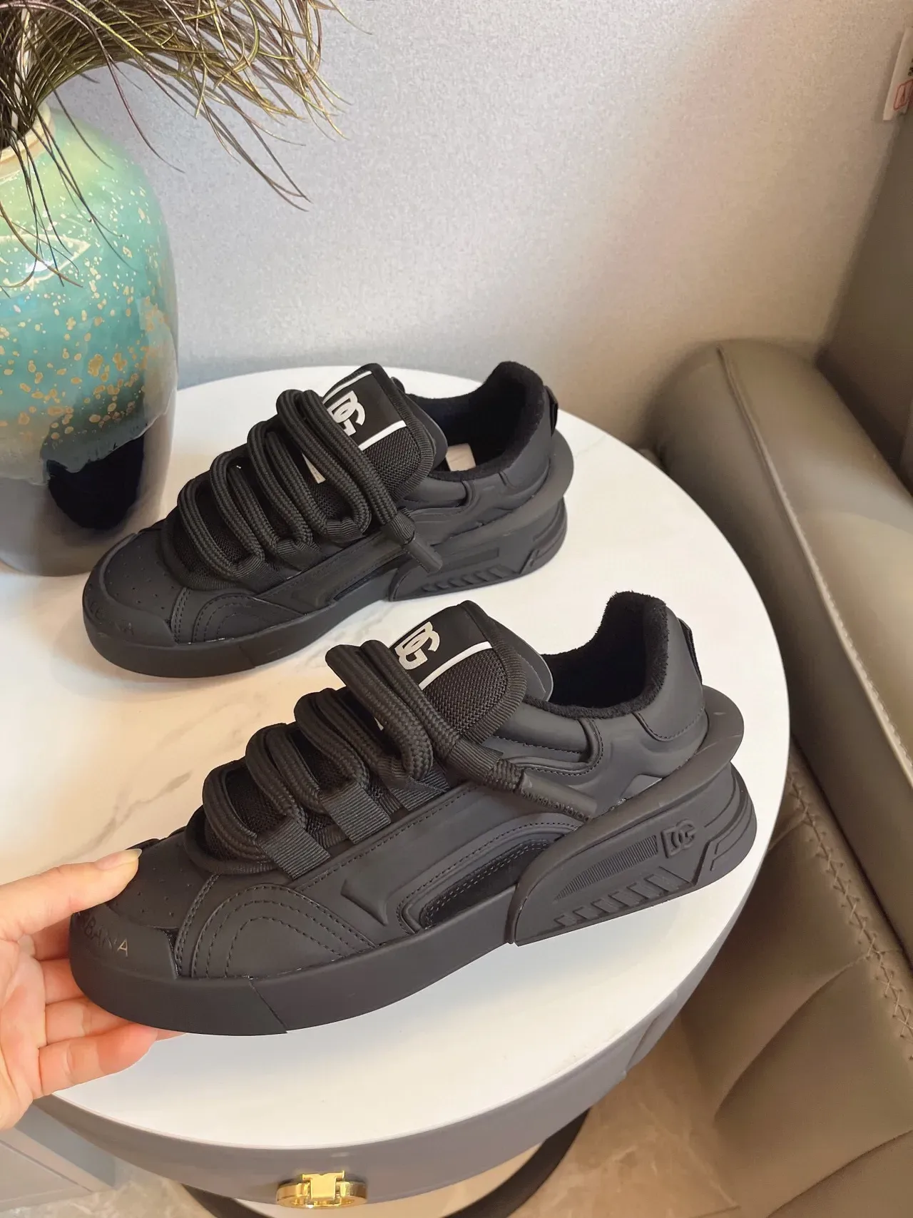 Dolce & Gabbana Sneakers Chunky Semelle Sculptée Noir Blanc Monochrome 7