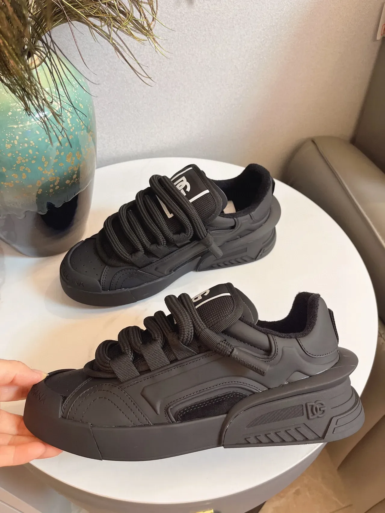 Dolce & Gabbana Sneakers Chunky Semelle Sculptée Noir Blanc Monochrome 9