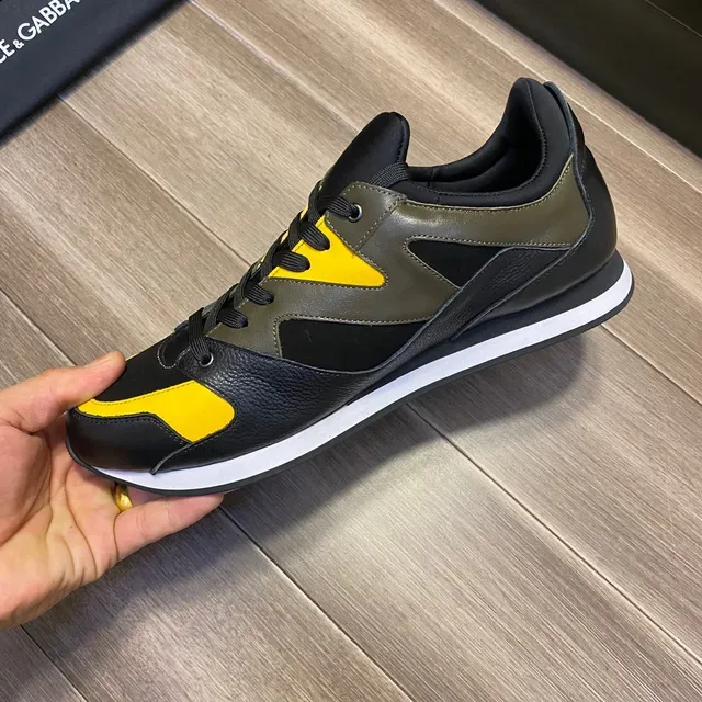 Dolce & Gabbana Black Yellow Layered Panel Construction Color Blocking Sneakers 3
