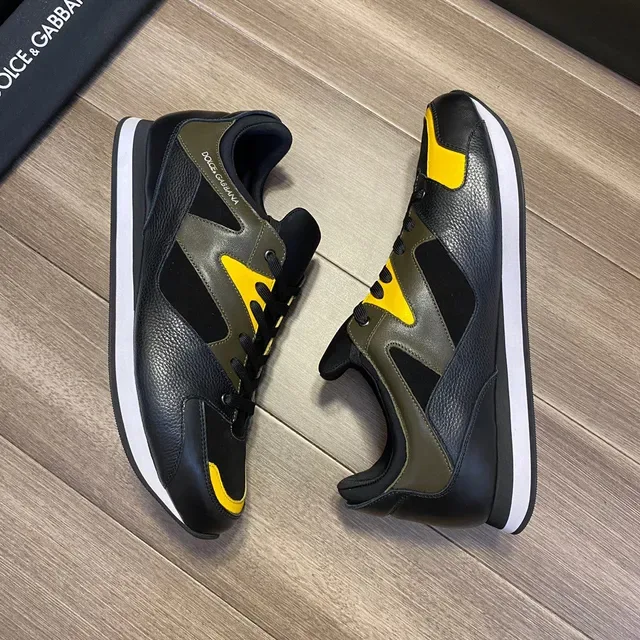 Dolce & Gabbana Black Yellow Layered Panel Construction Color Blocking Sneakers 5