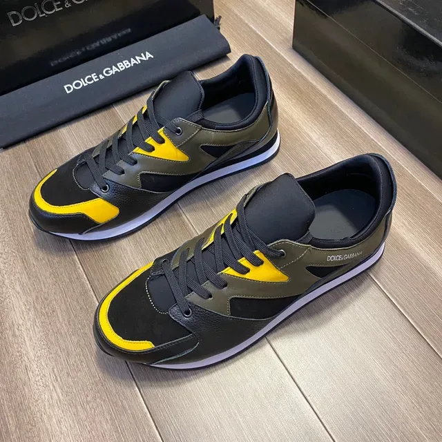 Dolce & Gabbana Black Yellow Layered Panel Construction Color Blocking Sneakers 8