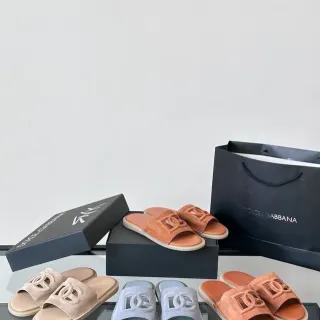 Dolce & Gabbana DG 麂皮 Logo-Cutout 拖鞋
