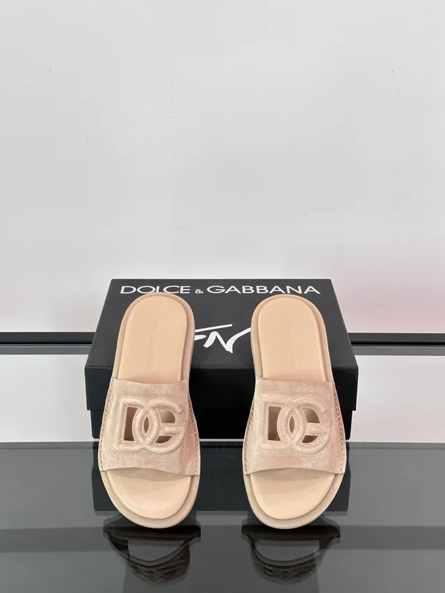 Dolce & Gabbana DG شرائح سويد Logo-Cutout نعال 3