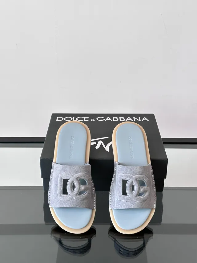 Dolce & Gabbana DG شرائح سويد Logo-Cutout نعال 5