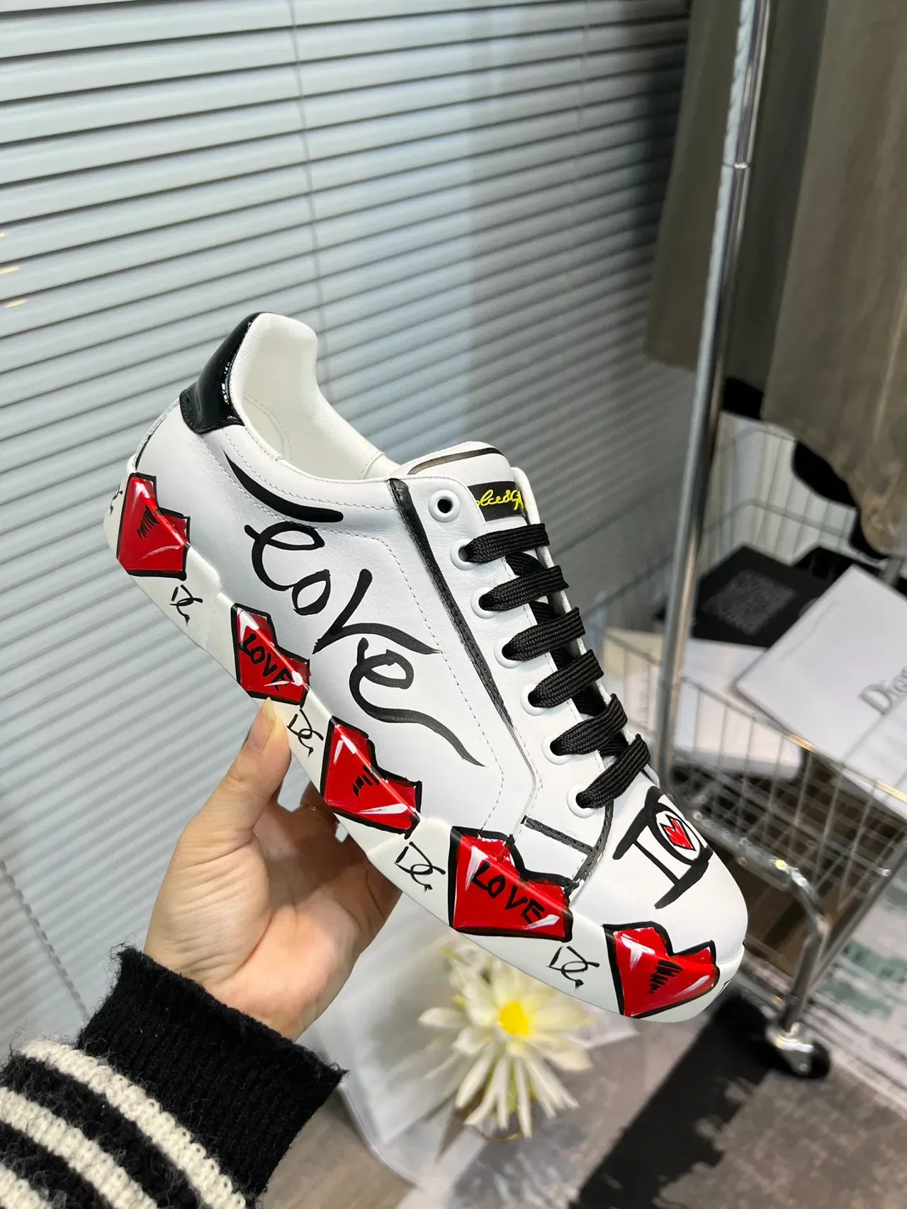 Dolce & Gabbana Family Print White Multicolor Leather Low-Top Lifestyle Sneakers 6