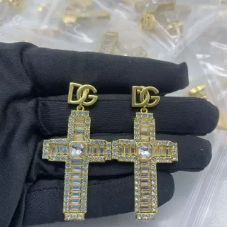 Dolce & Gabbana Gold-Tone Crystal Cross Earrings