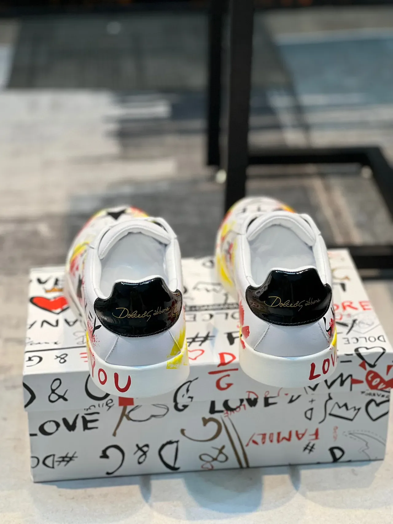 Dolce & Gabbana Graffiti-Print White Yellow Red Black Lifestyle Sneakers 2