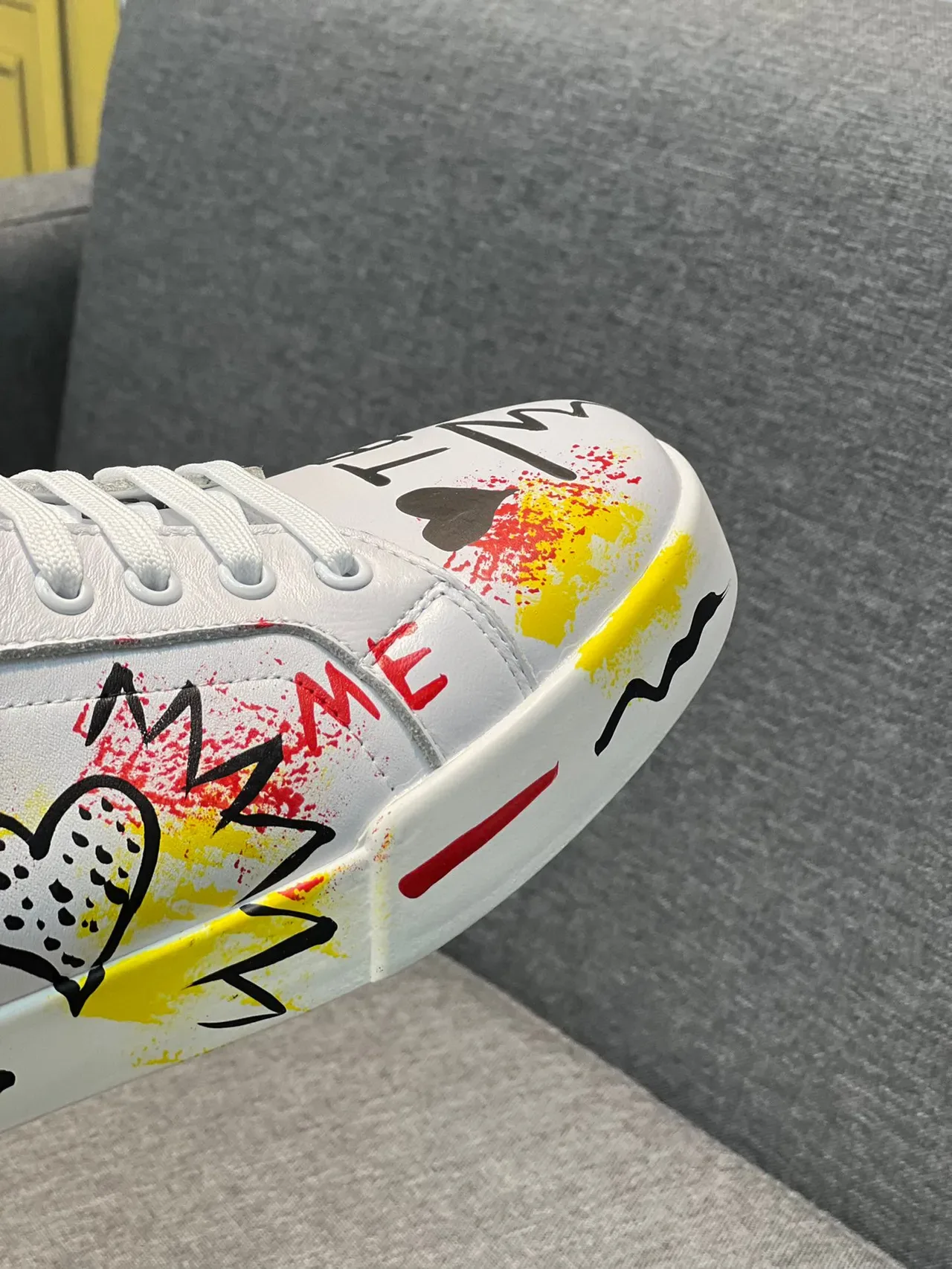 Dolce & Gabbana Graffiti-Print White Yellow Red Black Lifestyle Sneakers 3