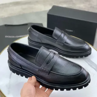 Dolce & Gabbana Penny Loafer Black Pebbled Leather Strap Loafer