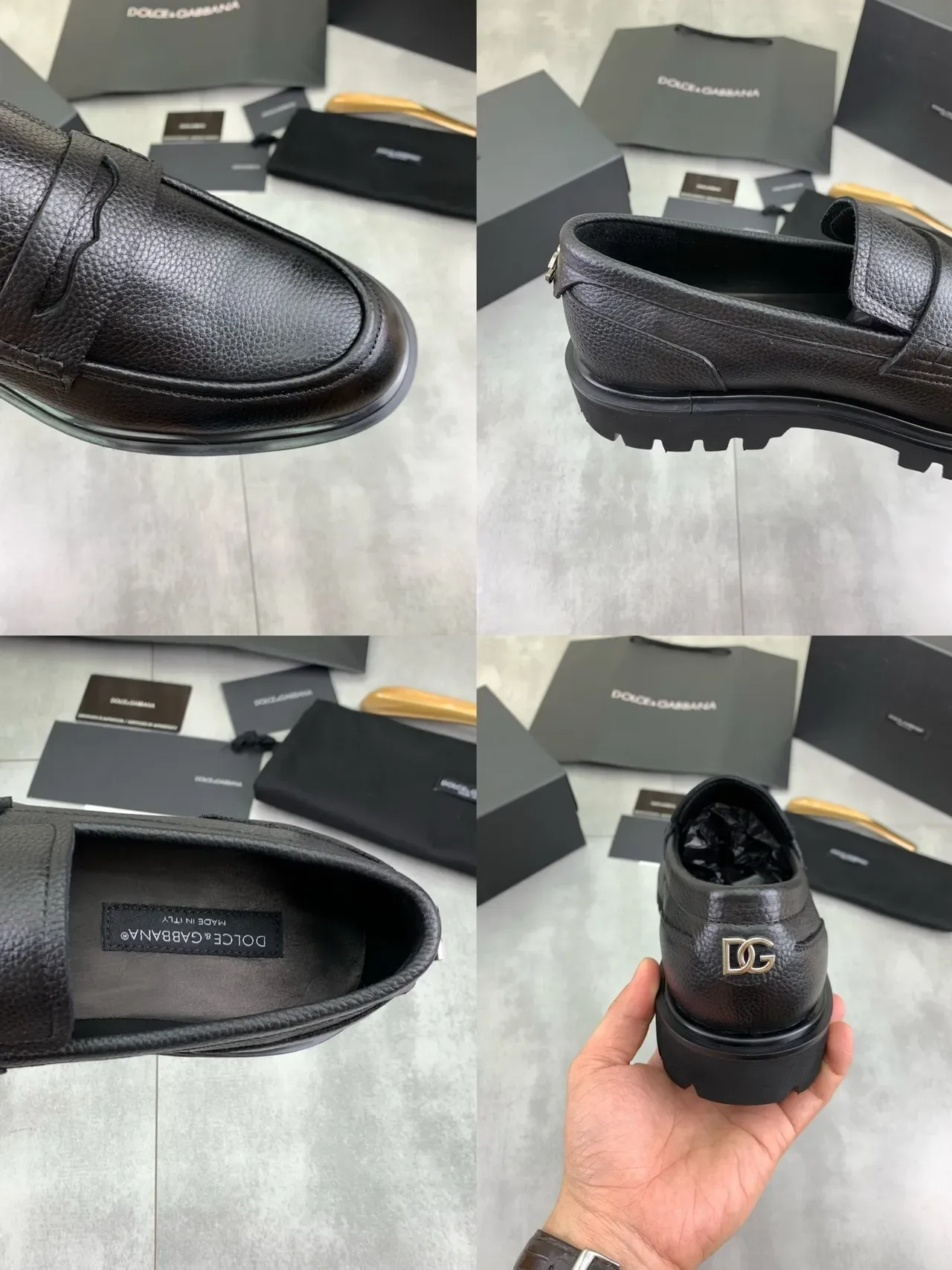 Dolce & Gabbana Penny Loafer Noir Cuir Grainé à Bride 3
