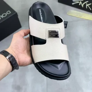 Dolce & Gabbana Portofino Off-White 皮革拖鞋