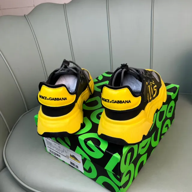 Dolce & Gabbana Amarelo Verde do Exército Oversized Monogram Sola Esculpida Tênis Chunky 6