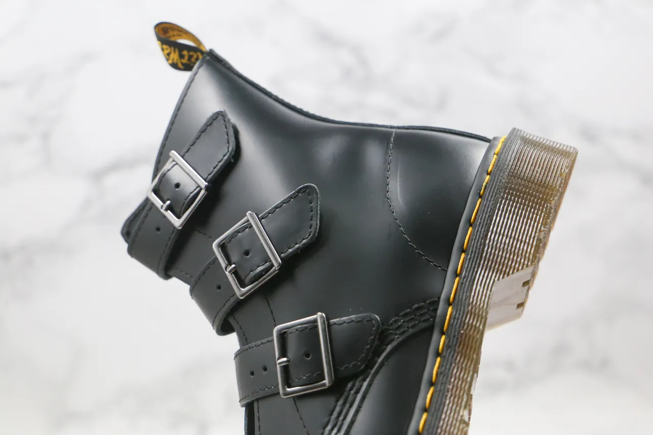 Dr. Martens 1460 Bex Black Buckle Strap Ankle Boots 5