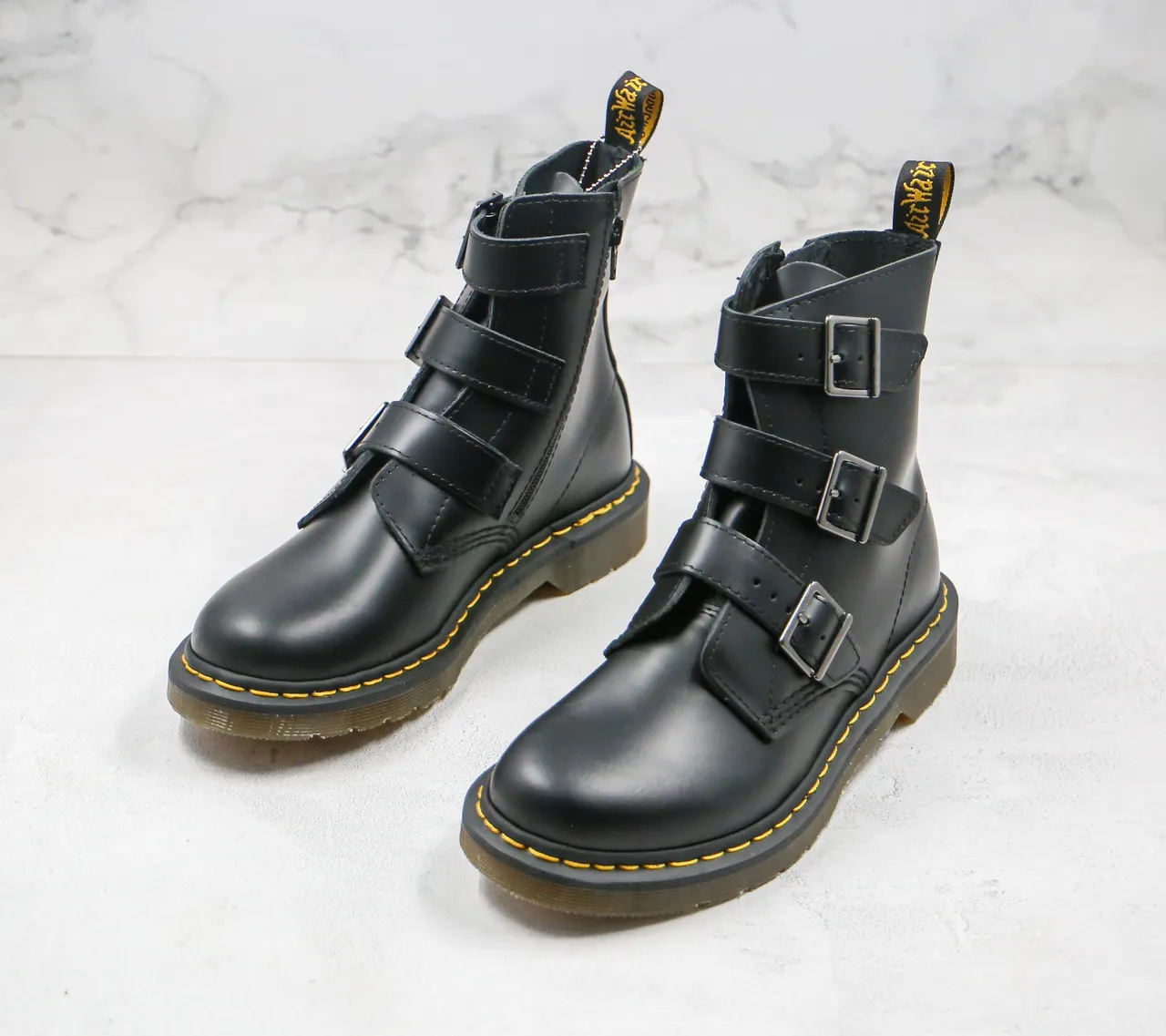 Dr. Martens 1460 Bex Black Buckle Strap Ankle Boots 7