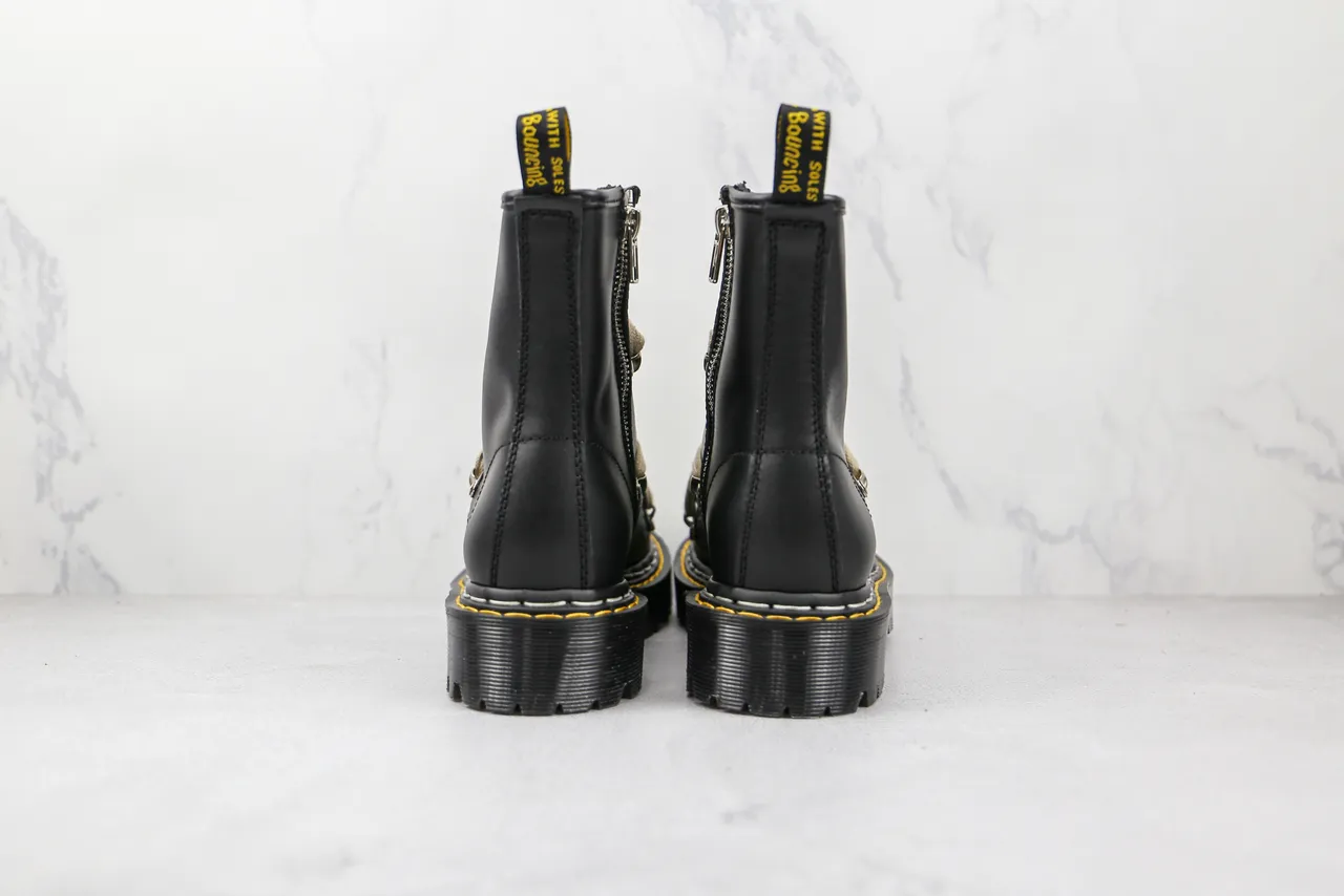 Dr. Martens Negro Beige Cuero Suave Cordones Botas Martin 2