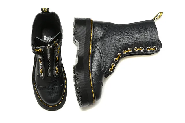 Dr. Martens Jadon Bottes Martin semelle plateforme noire jaune lacets 8 œillets 2