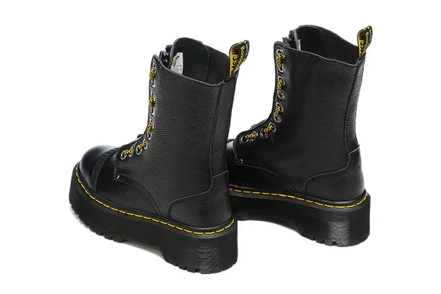 Dr. Martens Jadon Bottes Martin semelle plateforme noire jaune lacets 8 œillets 3