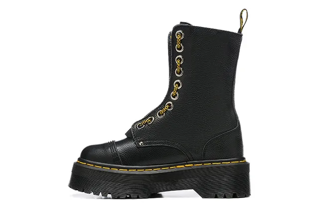 Dr. Martens Jadon Bottes Martin semelle plateforme noire jaune lacets 8 œillets 6