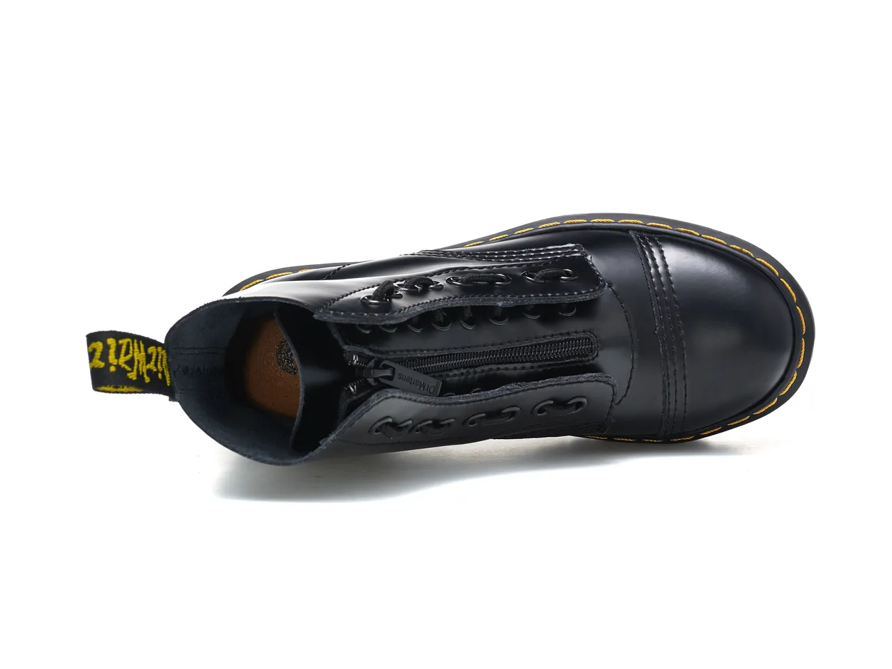 Dr. Martens Jadon Black Yellow Platform Sole Cap Toe Martin Boots 2