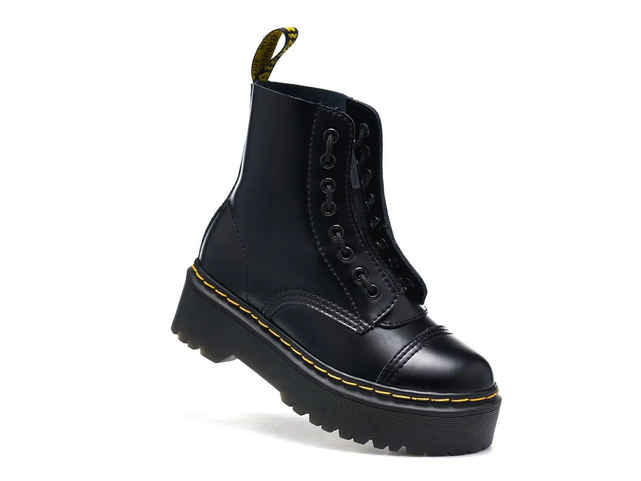 Dr. Martens Jadon Black Yellow Platform Sole Cap Toe Martin Boots 3