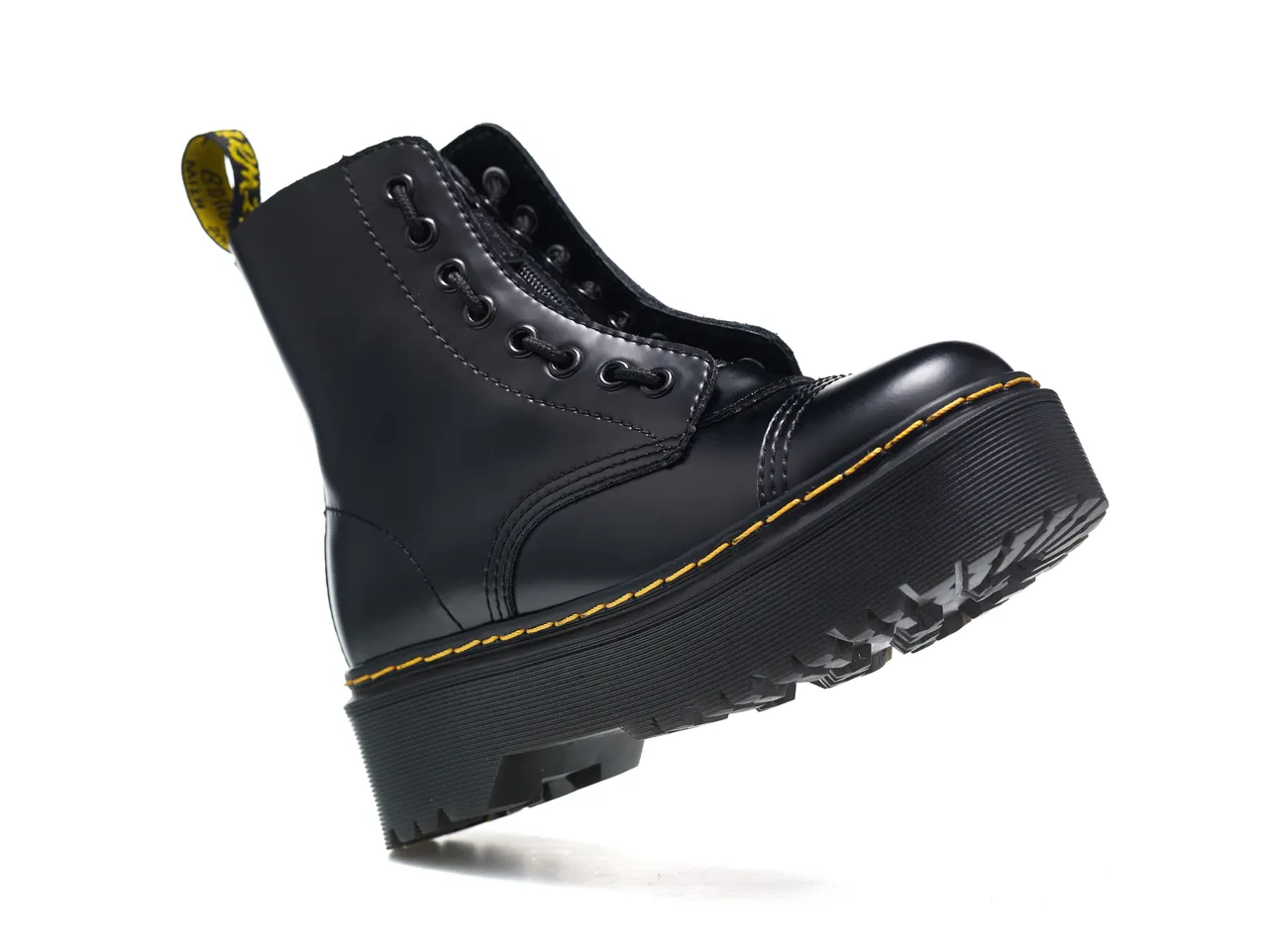 Dr. Martens Jadon Black Yellow Platform Sole Cap Toe Martin Boots 4