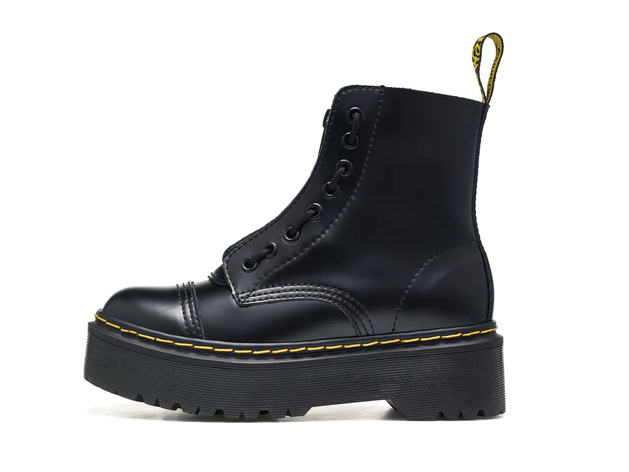 Dr. Martens Jadon Black Yellow Platform Sole Cap Toe Martin Boots 7