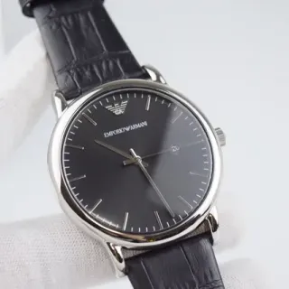Emporio Armani Black Silver Minimalist Dress Quartz Watch