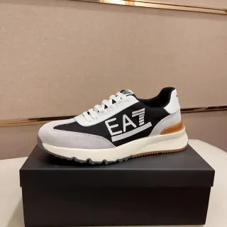 Emporio Armani Black White Chunky Midsole Mesh And Suede Paneling Lifestyle Sneakers
