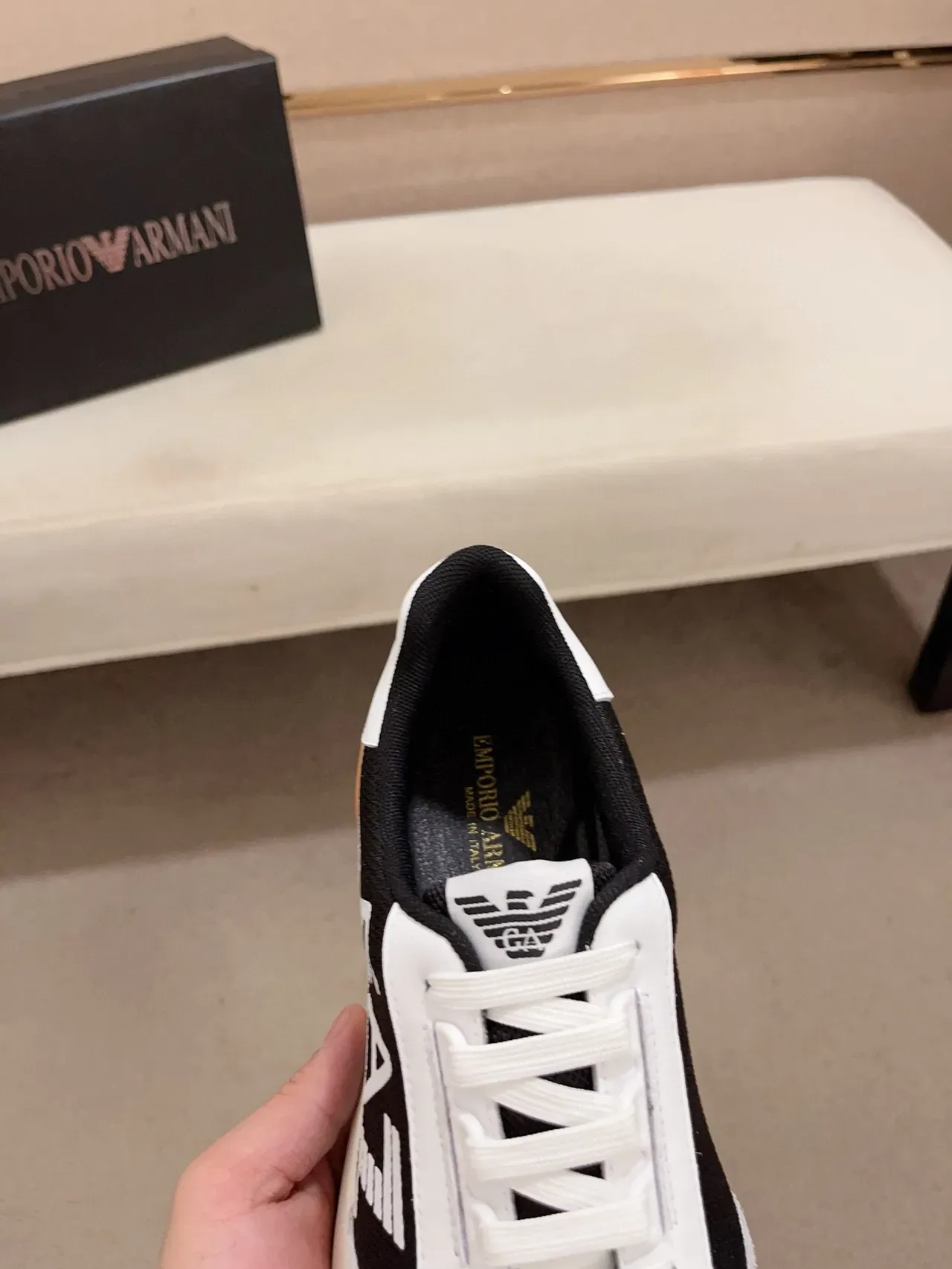 Emporio Armani Black White Chunky Midsole Mesh And Suede Paneling Lifestyle Sneakers 6