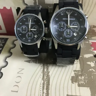 Emporio Armani Chronograph Black Dial Rubber Strap Quartz Watch
