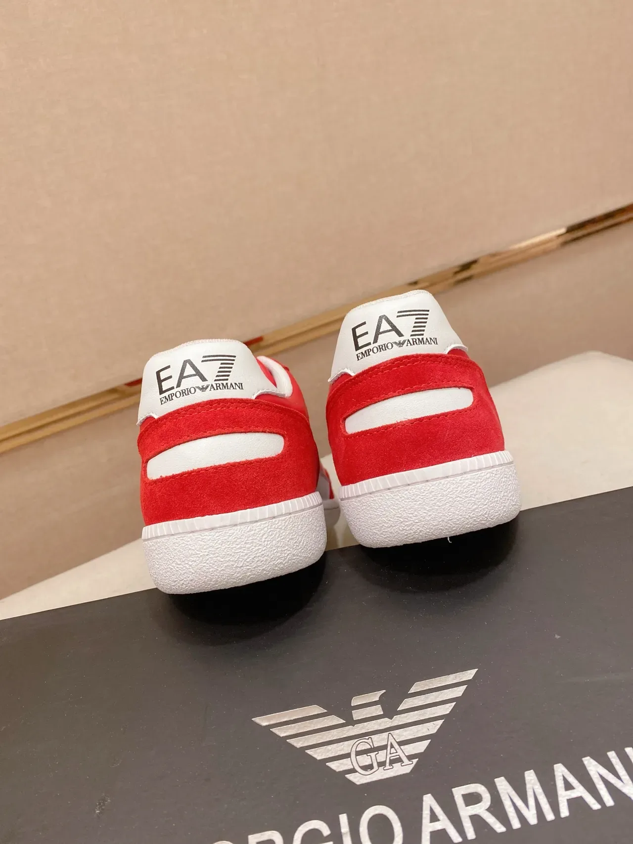 Emporio Armani EA7 Red and White Lifestyle Sneakers 3