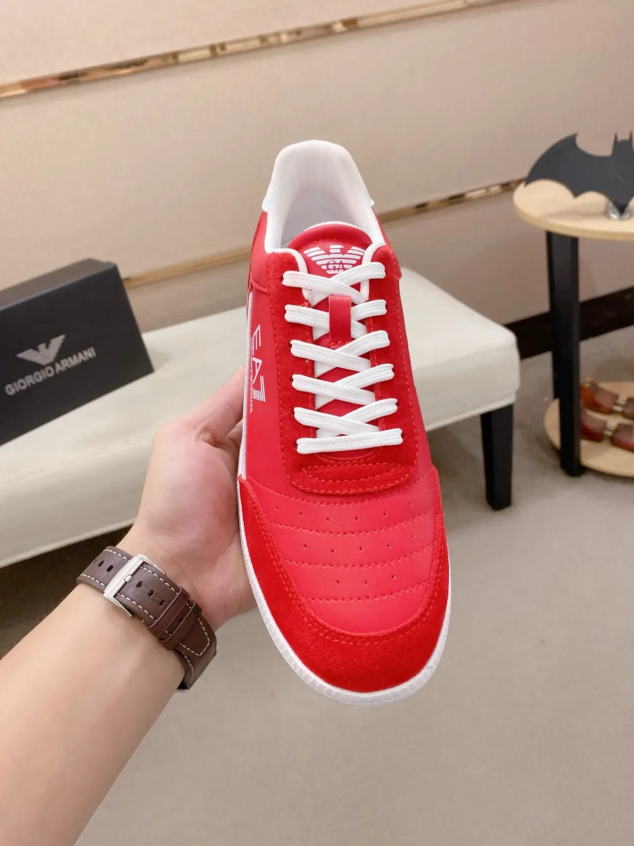 Emporio Armani EA7 Red and White Lifestyle Sneakers 5