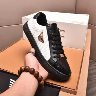 Emporio Armani Eagle Logo Chaussures lifestyle en cuir de serpent bicolore