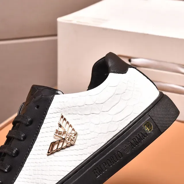 Emporio Armani Eagle Logo Chaussures lifestyle en cuir de serpent bicolore 4