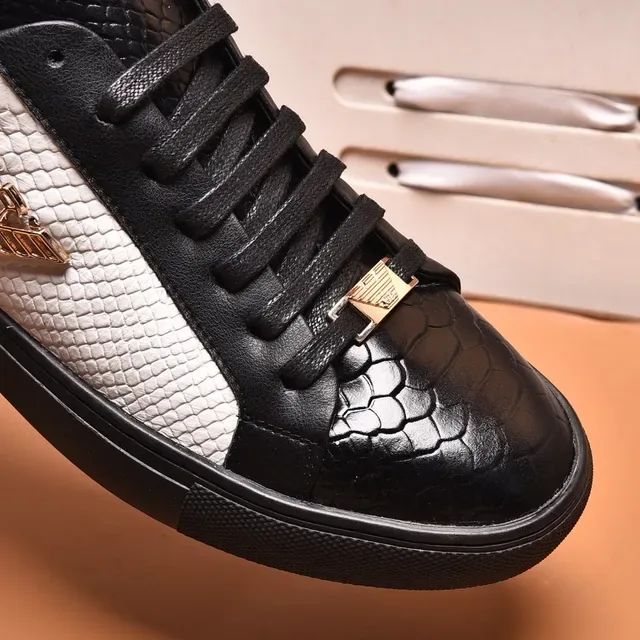 Emporio Armani Eagle Logo Chaussures lifestyle en cuir de serpent bicolore 5