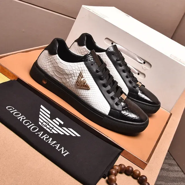 Emporio Armani Eagle Logo Chaussures lifestyle en cuir de serpent bicolore 6