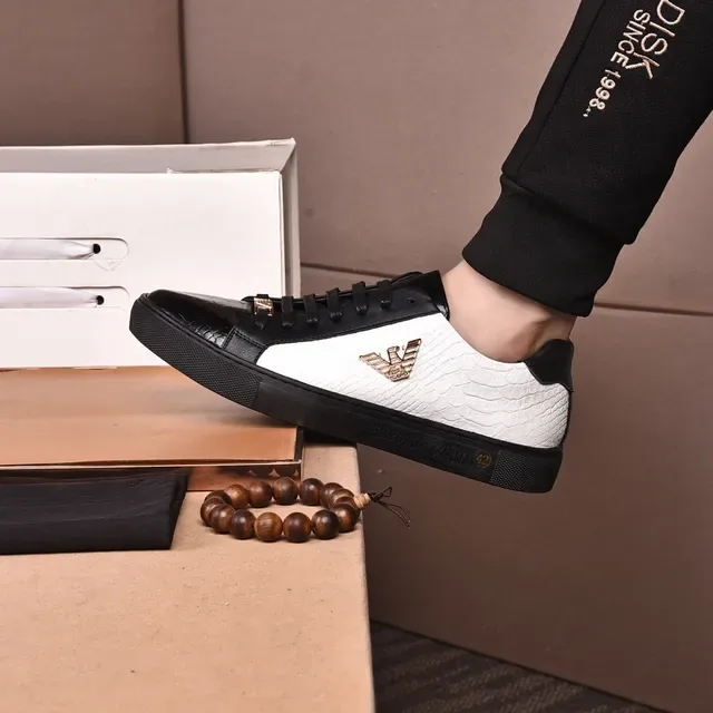 Emporio Armani Eagle Logo Chaussures lifestyle en cuir de serpent bicolore 7